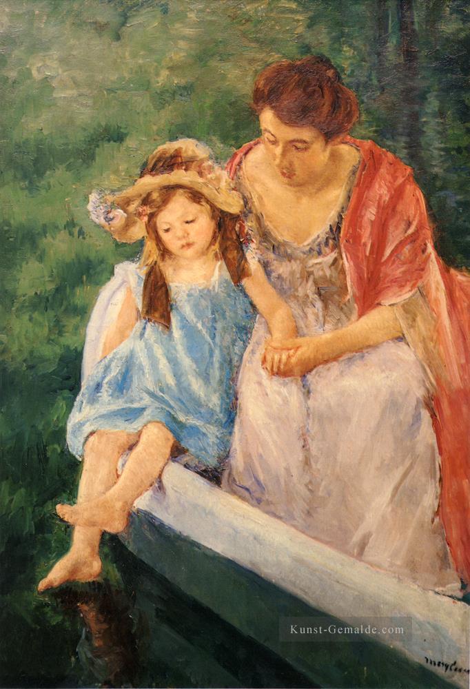 Mutter und Kind in einem Boot Impressionismus Mütter Kinder Mary Cassatt Ölgemälde